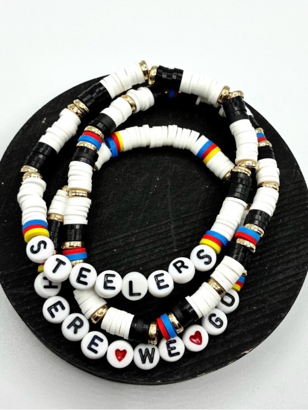 Steelers Here We Go Beaded Stretch Bracelet Set